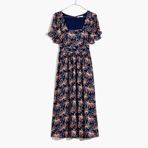 Madewell Ruffle Sleeve Oasis Floral Midi Dress